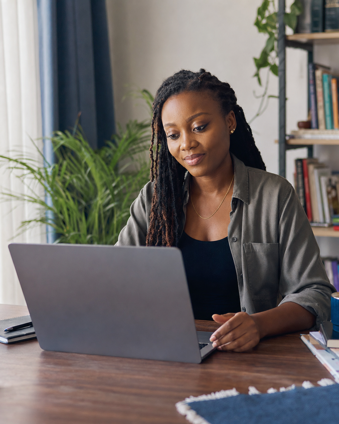 A remote professional working from her home office.